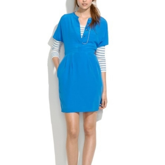 Madewell Dresses & Skirts - Madewell Silk Shirtdress Blue 8